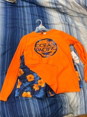 OP Kids Orange & Blue Ocean Pacific Rashguard Set